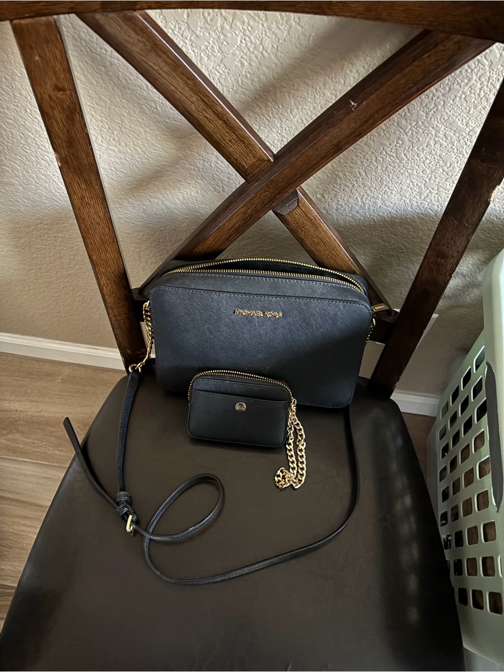 Michael Kors Black Saffiano Leather Crossbody with Coin Pouch